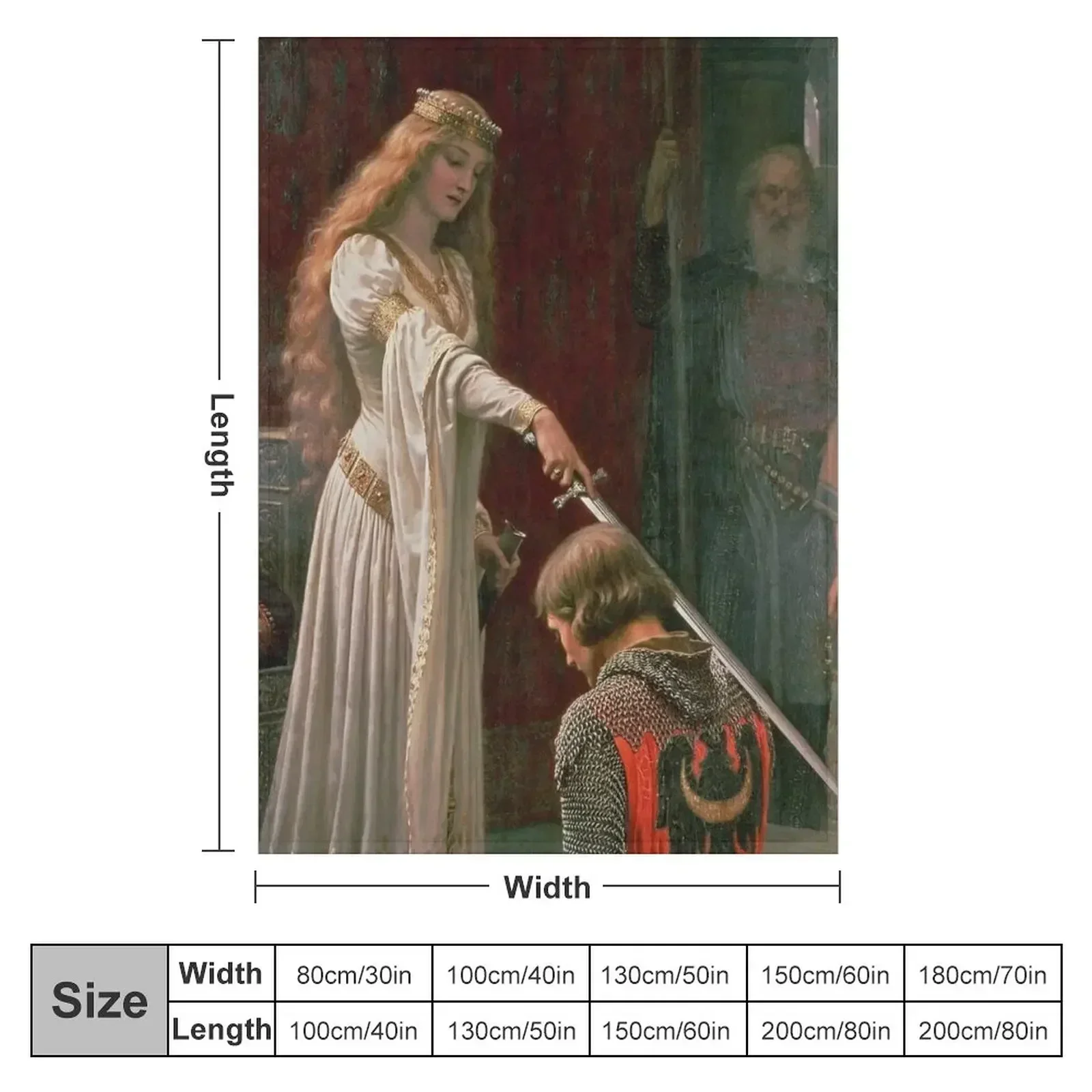 Accolade by Edmund Blair Leighton Medieval Knight Sword and Lady Original Painting HD Throw Blanket Retros warm winter Blankets