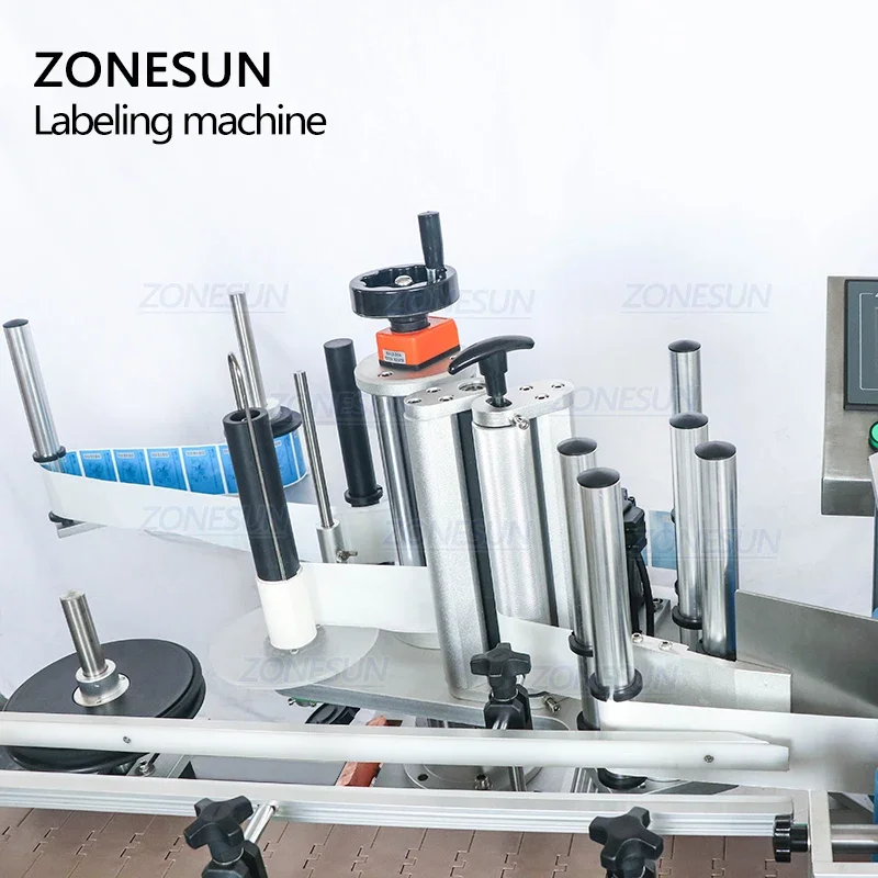 ZONESUN عمودي التلقائي جولة الخل شرب زجاجة النبيذ جرة يمكن آلة وضع العلامات على الجانب المزدوج للإنتاج