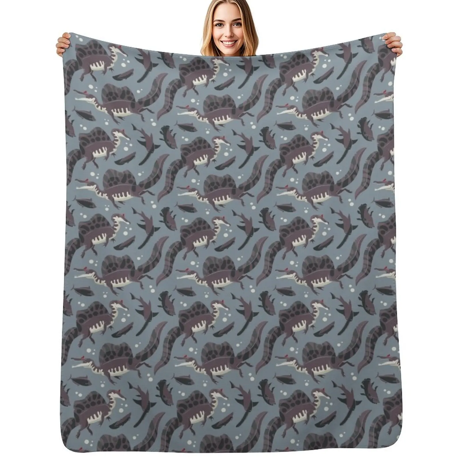 

Spinosaurus Pattern Throw Blanket Warm Flannel Blanket for Couch Chair Bedroom