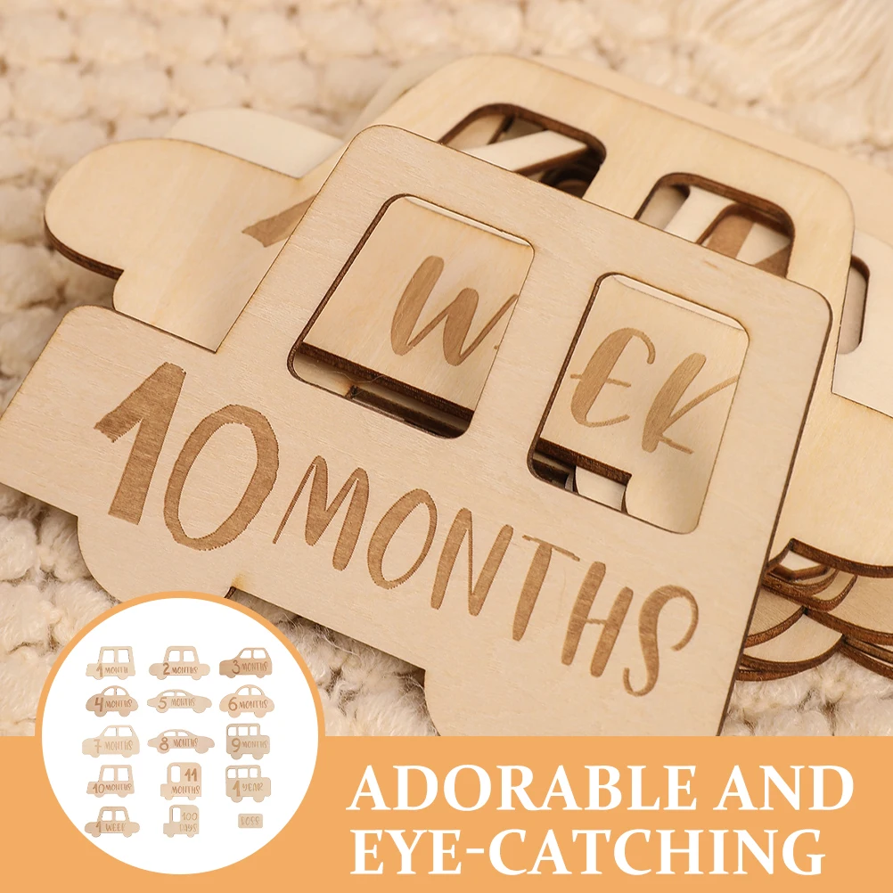 

15 Pcs Wooden Milestone Card Baby Shower Decorations Nursery Monthly Cards Slices The Sign