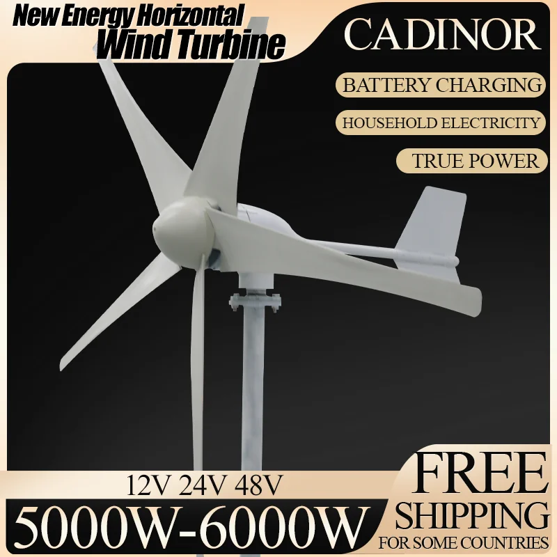 8000W Wind Turbine for Farm & Ranch 12V/24V/48V Horizontal Axis Permanent Magnet with Hybrid Controller and Off-grid System