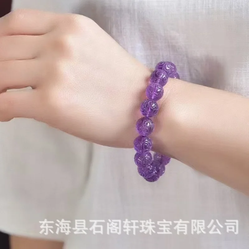 

Natural Amethyst Pattern Bead Bracelet Rich