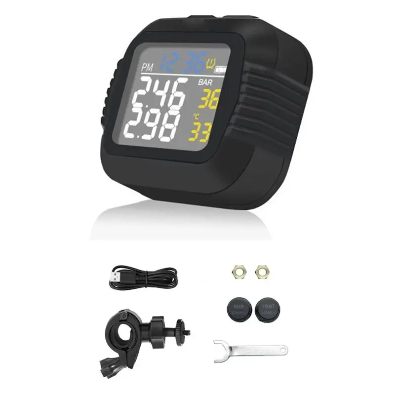 

Motorcycle Tire Pressure Monitoring System Infrared Sensor With 2 External Sensors Moto Tyre Pressure Monitoring System