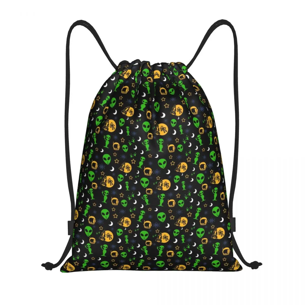 Custom Alien And UFO Space Star Pattern Drawstring Backpack Bags Men Women Lightweight Gym Sports Sackpack Sacks for Traveling