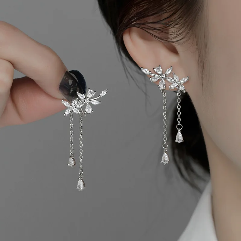 

New 925 Sterling Silver Flower Stud Earrings Charm Personality Floral Shape Earrings Birthday Gift for Women's Exquisite jewelry
