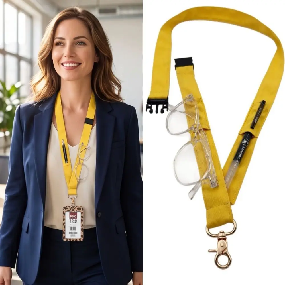 Durable Portable Fashion Lanyard Storage Neck Hanging Eyeglass Pen Hanger Sturdy Yellow Mobile Phone Hanger for Office