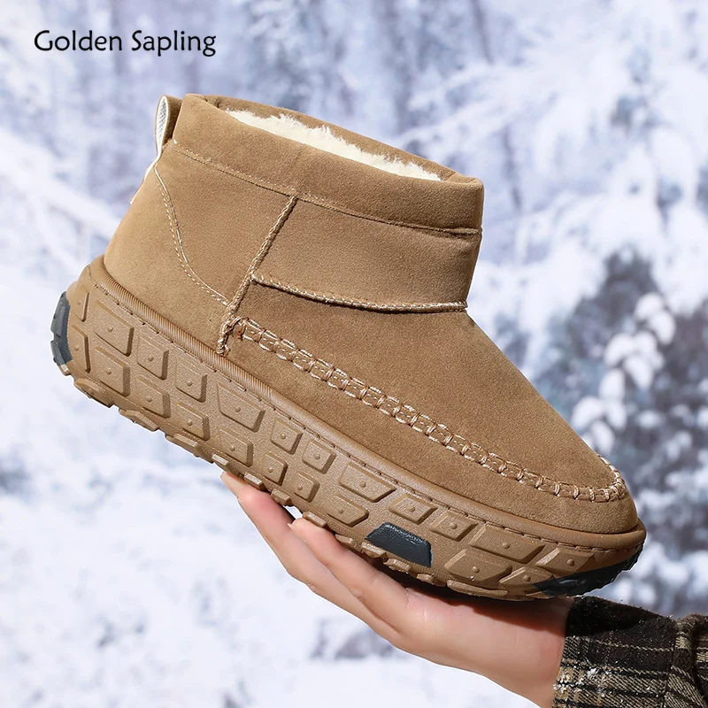 

Golden Sapling Men Snow Boots Fashion Thicken Plush Mens Ankle Booties Winter Outdoor Casual Shoes Male Snow Keep Warm Boots