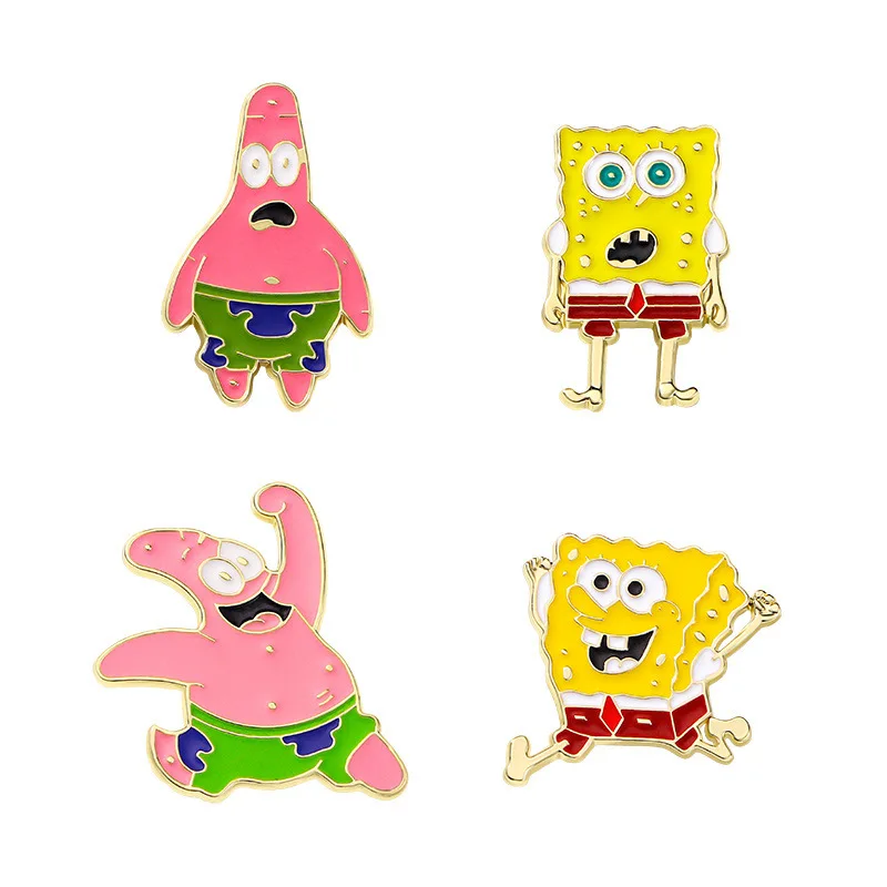 

2026 Anime Pins Set SpongeBob SquarePants Enamel Brooch Metal Badge Jewelry for Bag Clothing Backpack Accessories Gift