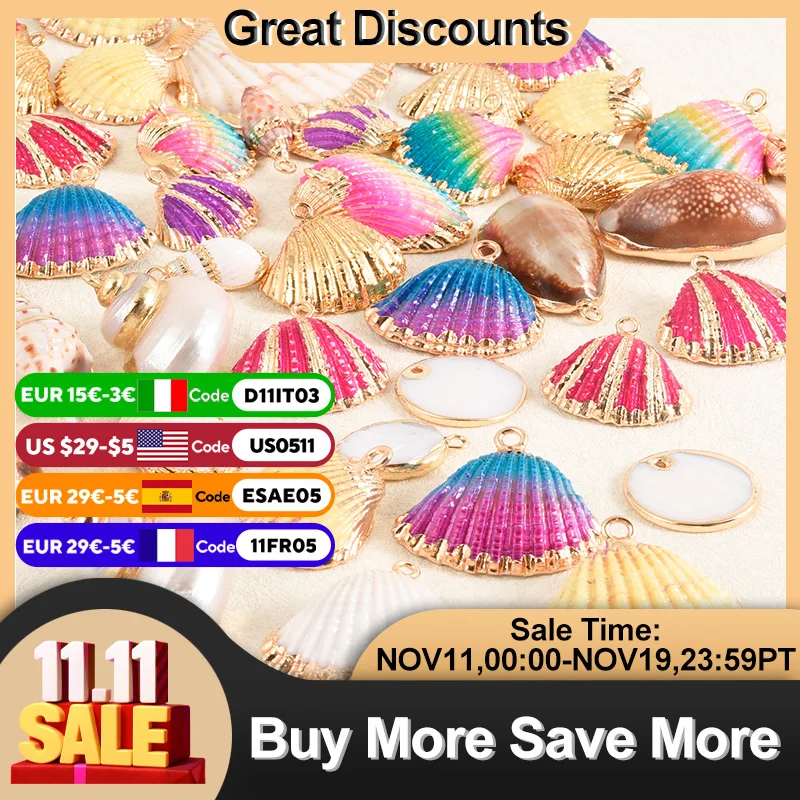 

Various Styles Summer Ocean Natural Snail Conch Shell Pendant DIY Trendy Colorful Sea Animal Breloques Jewelry Making Wholesale