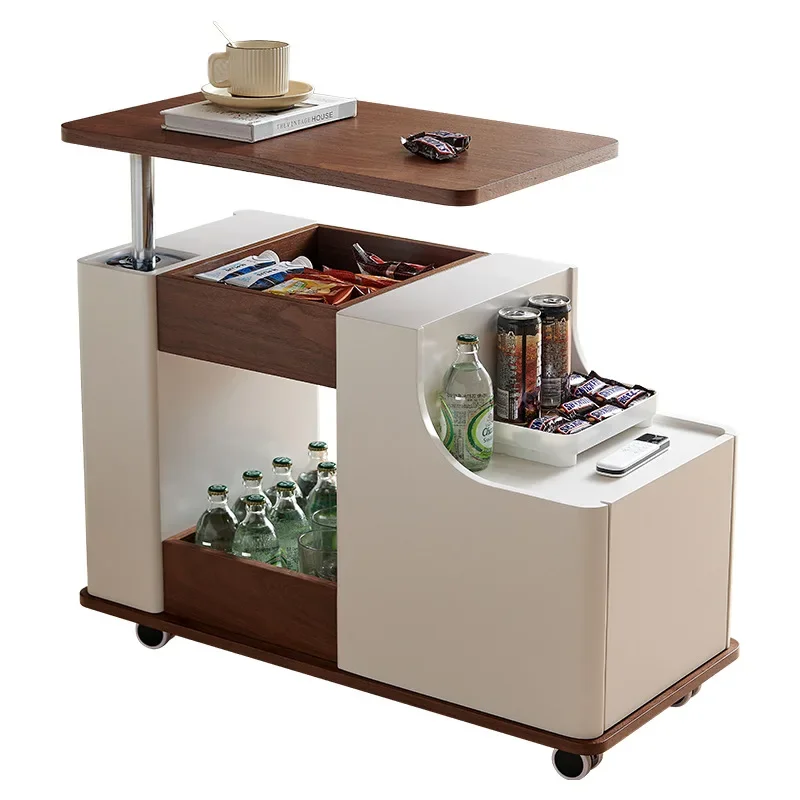 

Smart side table modern simple movable small apartment retro style living room home cart lifting coffee table