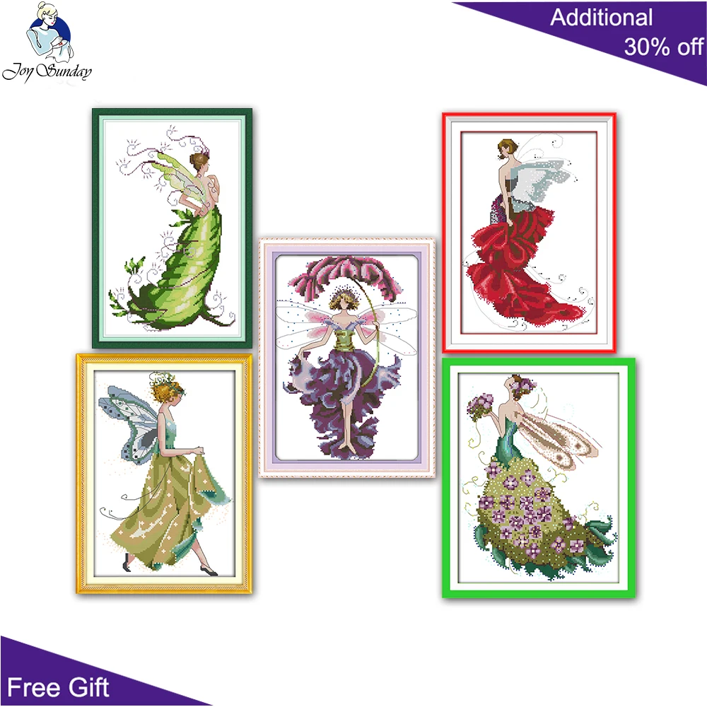 Joy Sunday kit punto croce, The Spirit of Flowers, Flower, Fairy Plant, Fairy, R825(1) R832(5) R834(7) R835(8) RA281