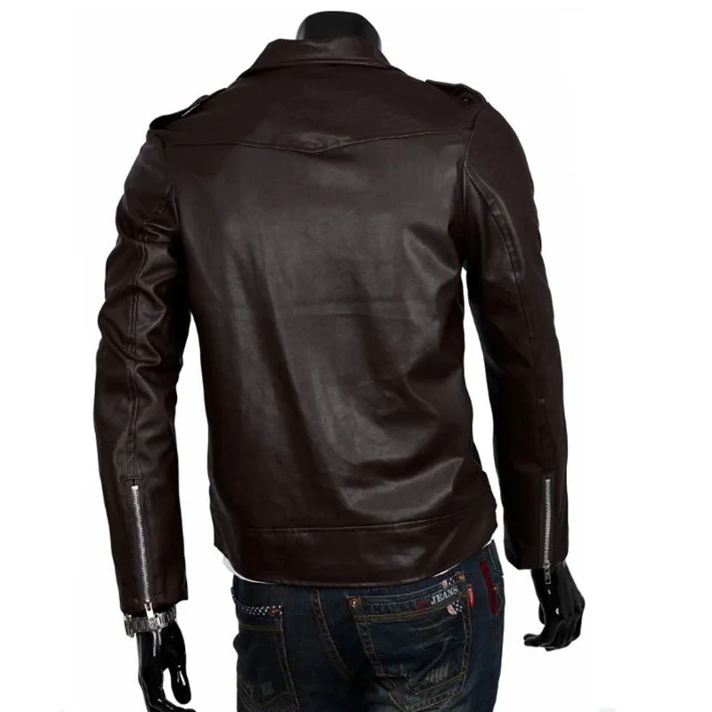 The Walking Dead Negan Cosplay Jacket Punk Men PU Leather Jacket Motorcycle Fashion Slim Fit Leather Coat