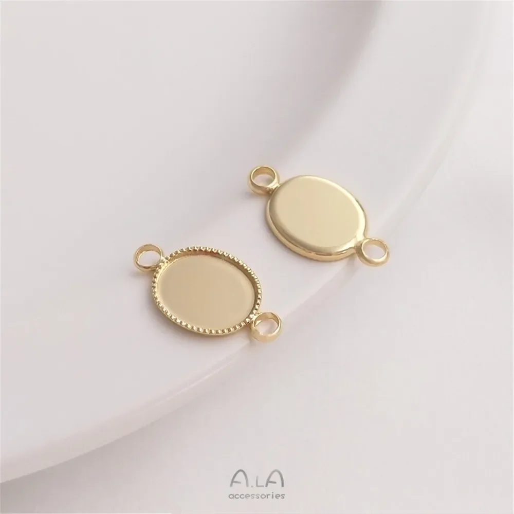 

14K Gold Plated Oval ring face empty support manual DIY Mosaic tray double hanging single hanging material accessories