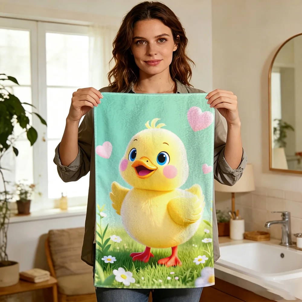 1pc/2pcs Cute Duckling Print Kitchen Towel-Super absorbent, reusable polyester dish cloths, perfect for home decor, cooking, bak