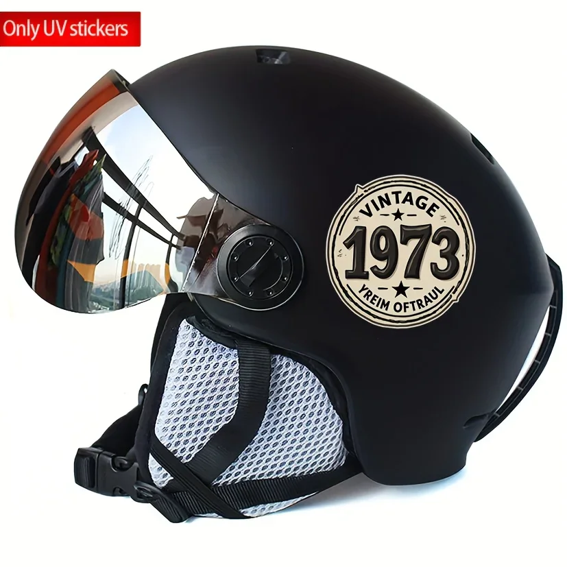 

4Pcs 1973 Retro Design UV DTF Stickers - Self-Adhesive Artistic Decals, Waterproof Decorative Stickers for Car Enthusiasts