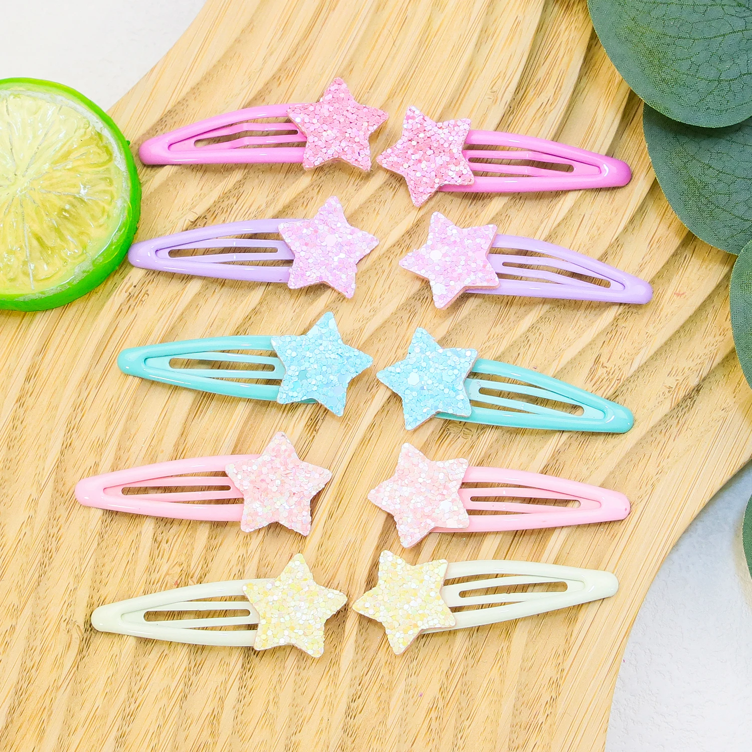 10pcs Sparkly Star Hair Clips Girls Alloy Hairpins Glitter Star Shaped Hair Barrettes Clips Kids Headwear Hair Accessories