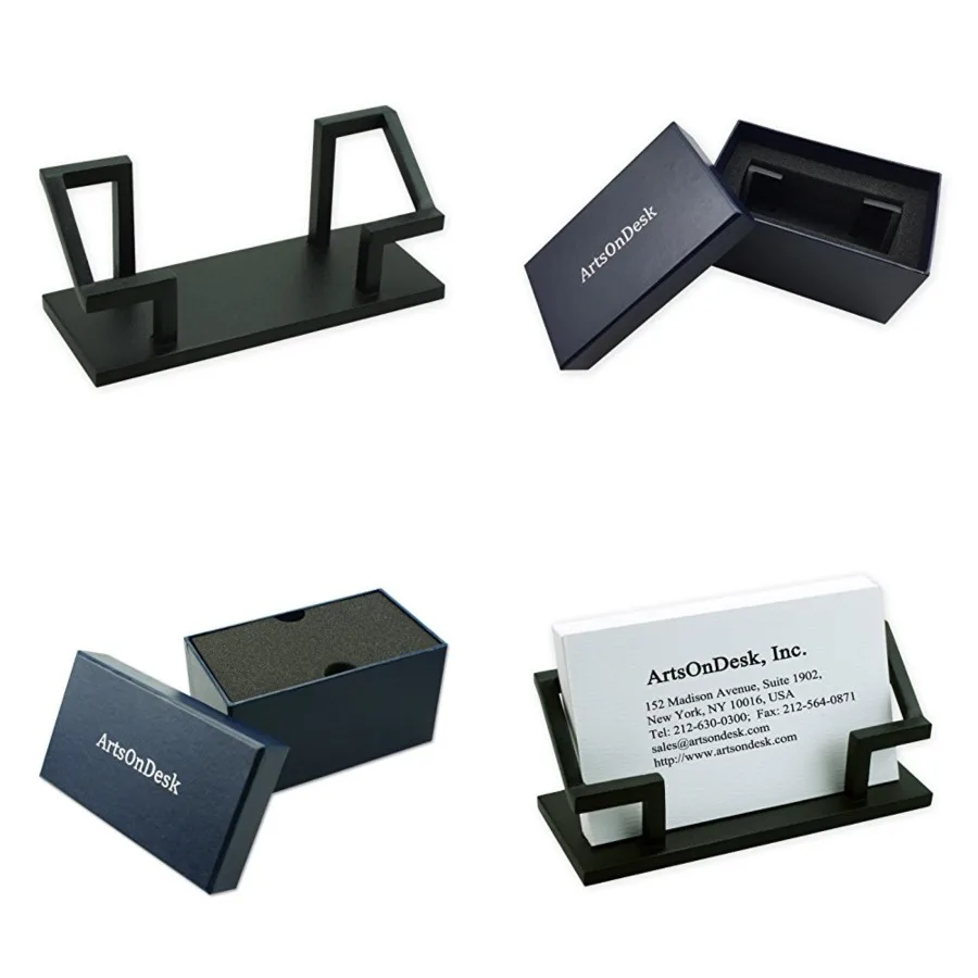 

Modern Art Business Card Stand Holder Bk301 Steel Black Patented Desk Accessory Name Card Case Plate Display Office Organizer