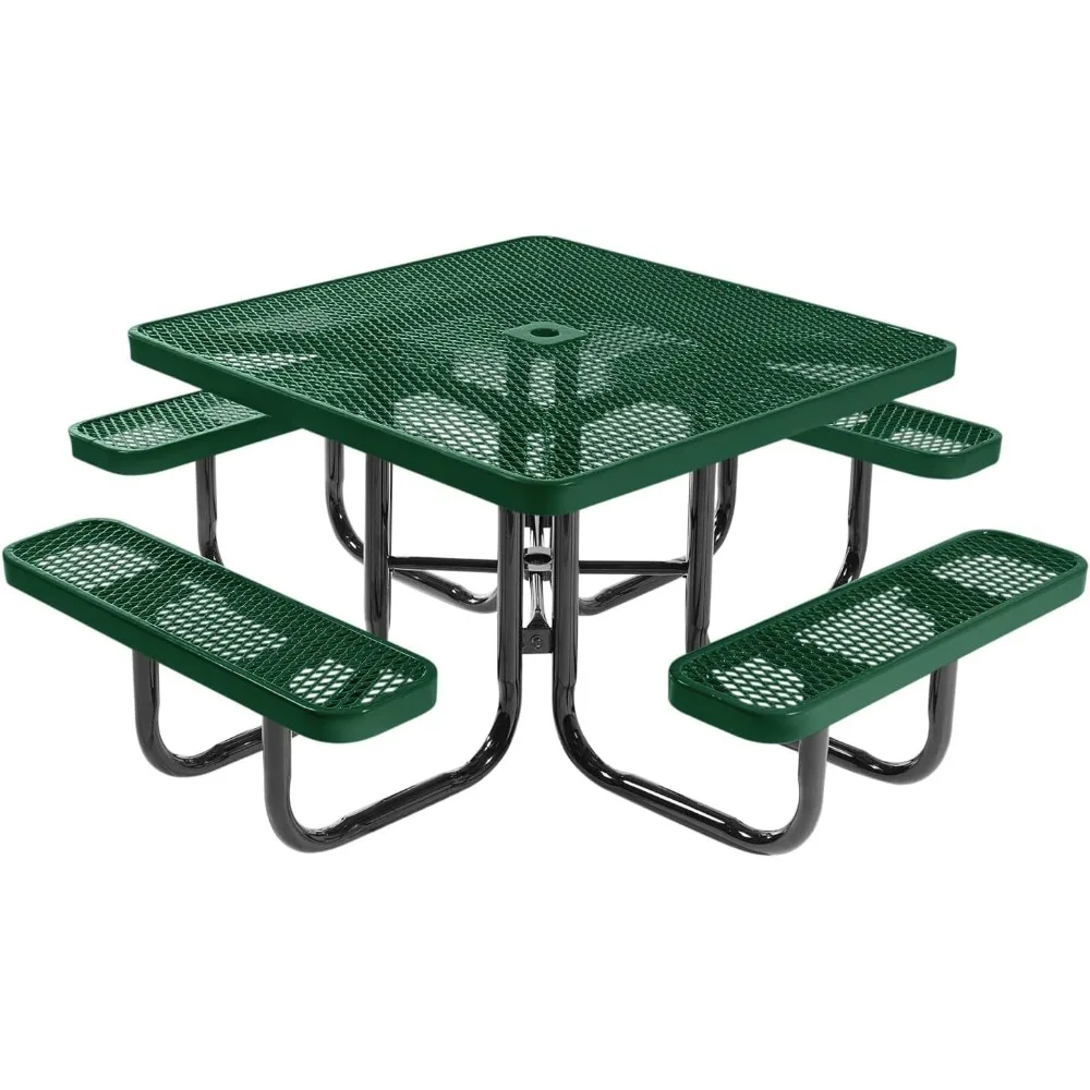 Coated Outdoor Furniture Heavy-Duty Portable Outdoor Picnic Table with Umbrella Hole