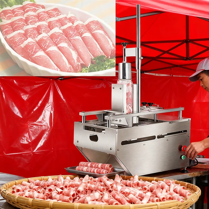 Commercial Automatic Industrial Mutton Roll Cutting Machine Frozen   Beef Meat Cutting Machine for Meat Slicer Slicing