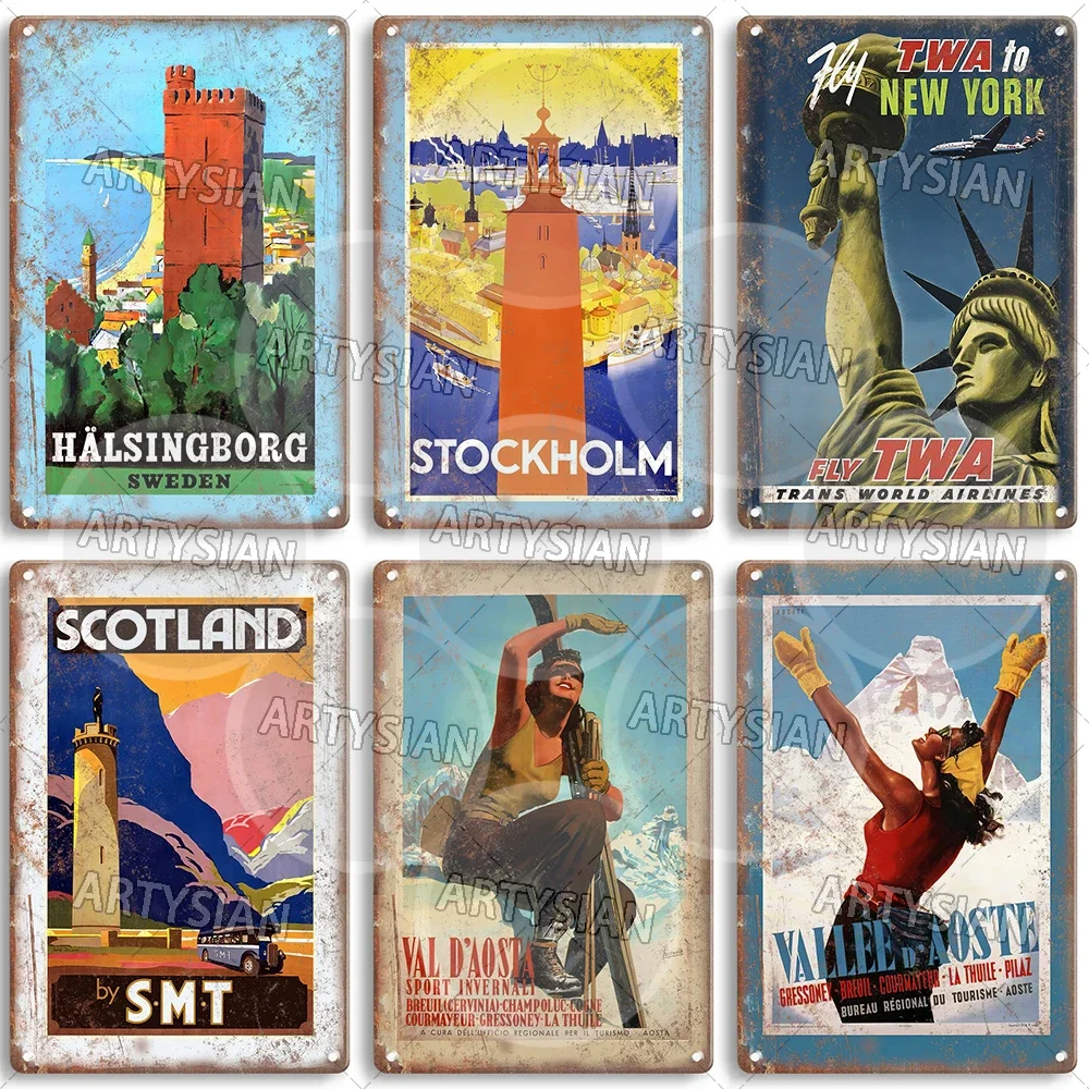 Travel Metal Sign Royal York San Francisco Sweden Scotland Stockholm Gstaad Switzerland Sweden Val d’Aosta Visby Epping Forest