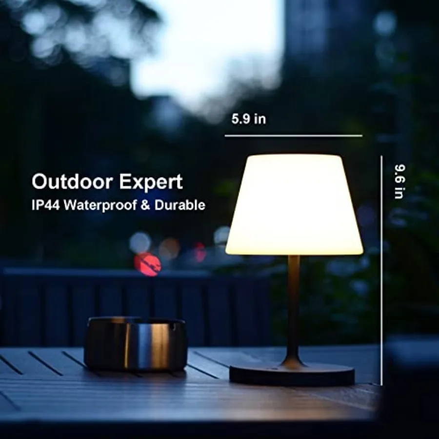 Outdoor Table Lamp/Cordless USB Rechargeable 4000mAh/ 2700K LED/Touch Dimmable/Portable Battery Operated/ IP44 Waterproof/PE Sh