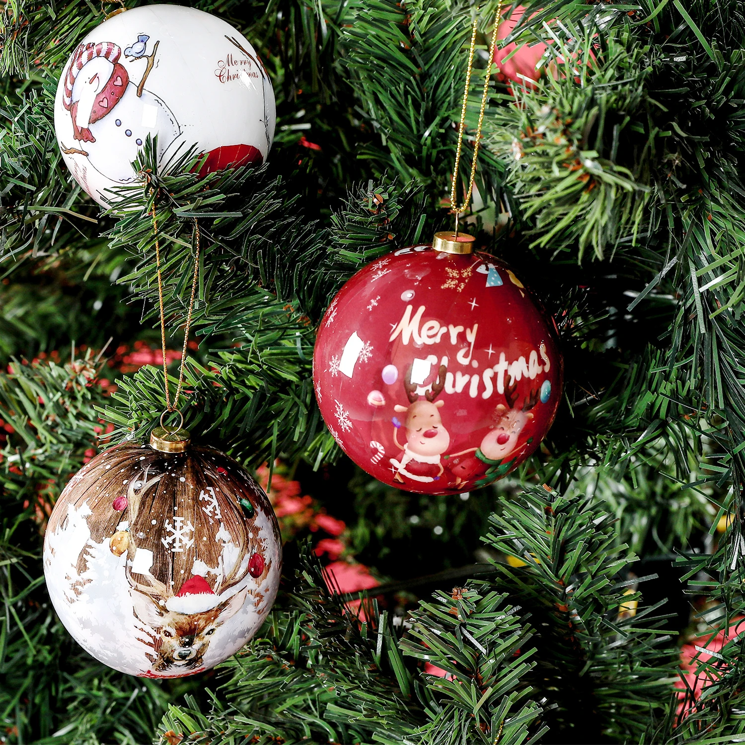 3pcs 8cm Christmas Balls Original Gifts Christmas Decoration 2024 Christmas Tree Decorations Gift Decoration Pendants Baubles