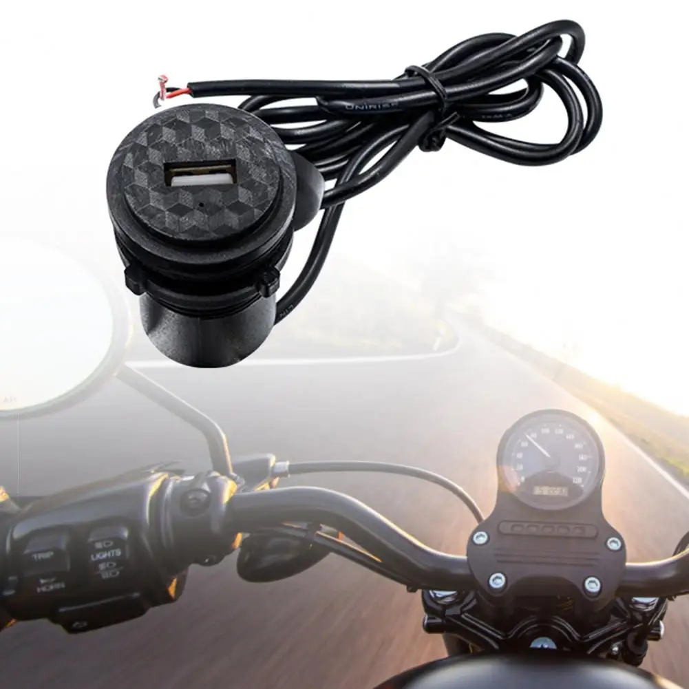 

USB Phone Charger Safe Portable 12V Motorcycle Handlebar Phone Charger Black Motorcycle Phone Charger for Motorbikes