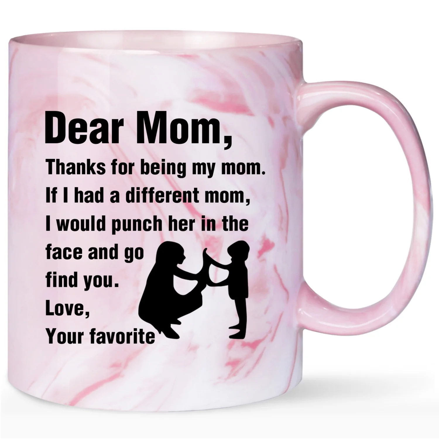 1pc,Dear Mom,Thanks for Being My Mom,Love Your Favorite Best Gifts for Mom Mother, Christmas Gifts Coffee Cup,11oz (Pink Marble)