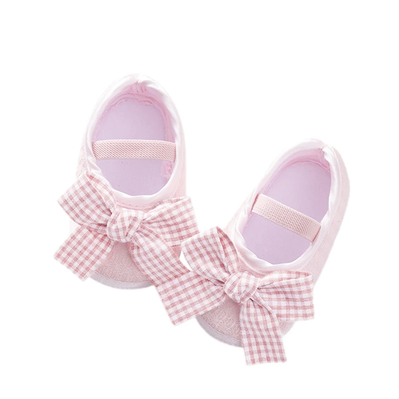 Baby Girls Flat Shoes Soft Sole Bowknot Elastic Band Non-slip Indoor Outdoor Toddler Shoes