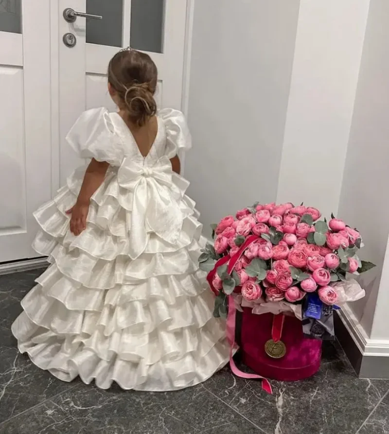 Vestido de fiesta esponjoso para niña, vestido de princesa de cumpleaños, vestido de graduación, con cola larga ropa de bebé, nuevo