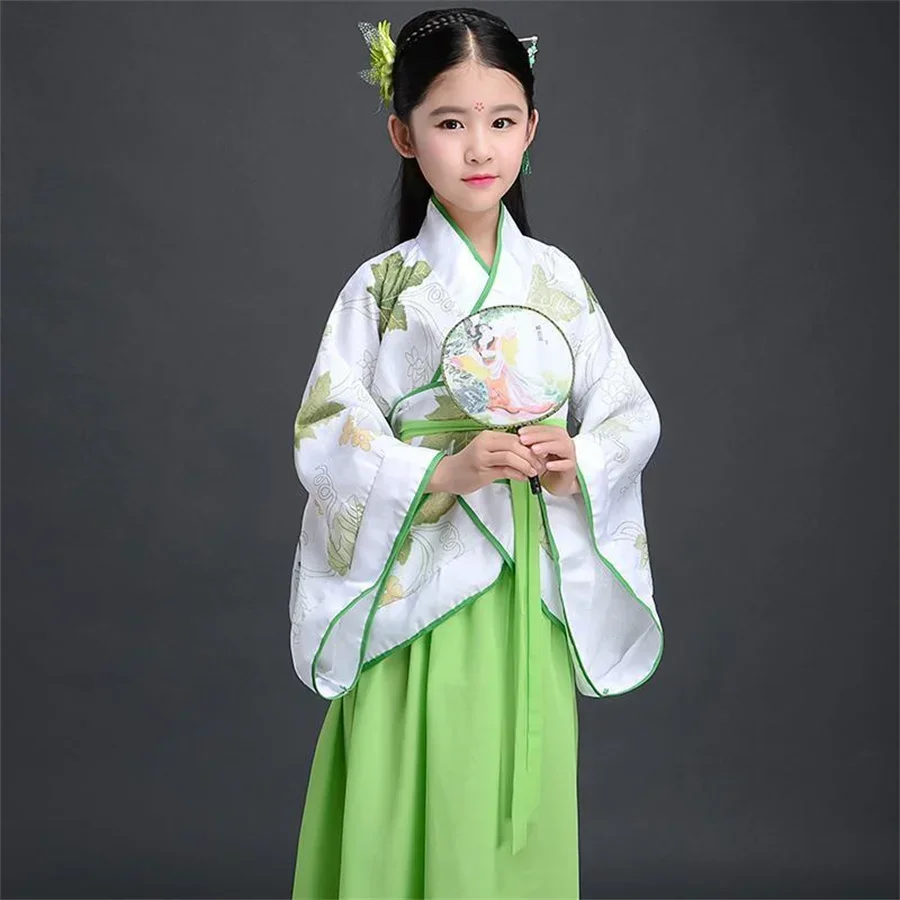 2026 Robe en soie chinois pour filles, Kimono pour enfants, disfraz de chorale de danza Hanfu tradicional Vintage