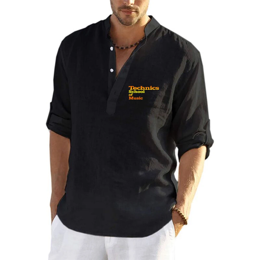 Technics Logo Dj Music linen long-sleeved shirts are suitable for the summer season being lightweight and breathable T shirt
