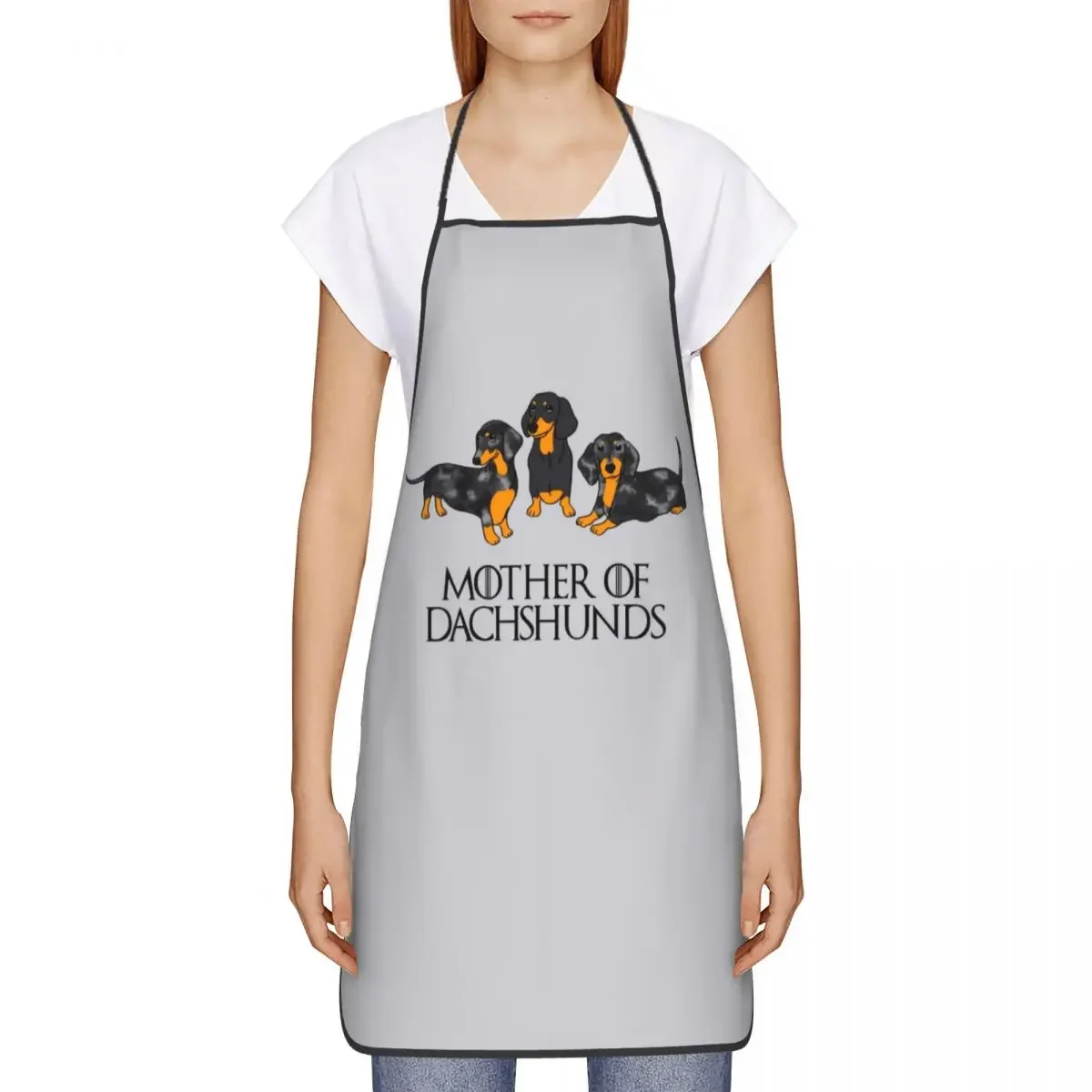 Unisex Mother Of Dachshunds Bib Apron Women Men Chef Tablier Cuisine for Cooking Kitchen Badger Sausage Wiener Dogs Gardening