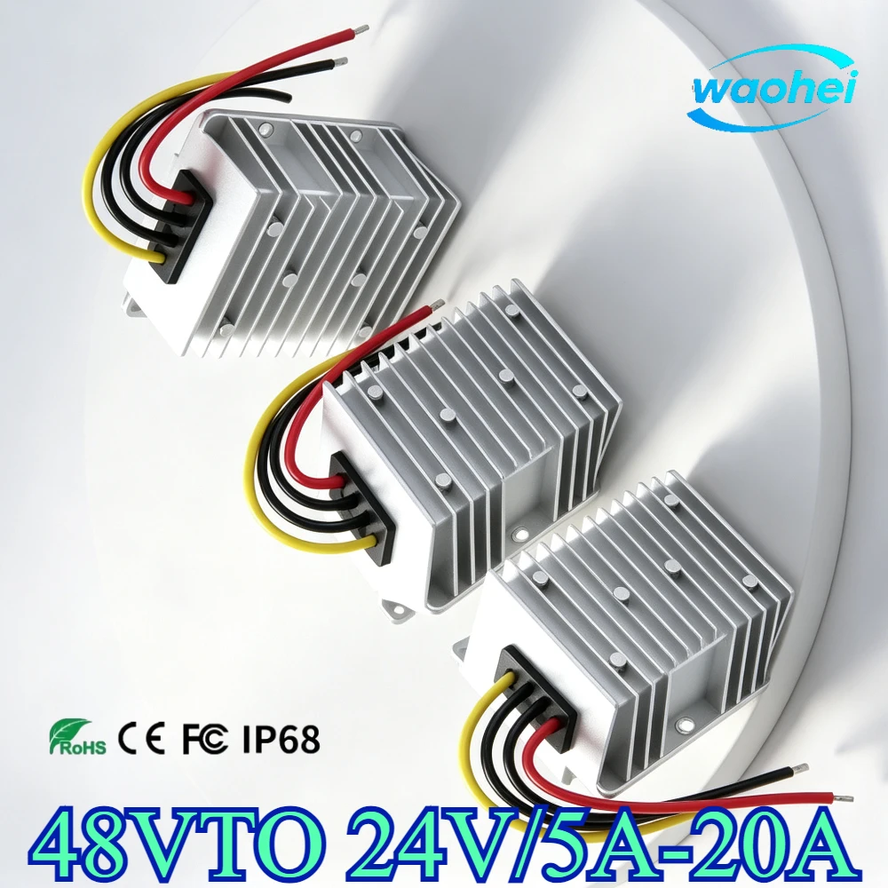 48V to 24V 5A-20A Step Down Buck DC-DC Power Converter Voltage Regulator 48 Volt to 24 Volt 5 AMP Voltage Reducer with CE RoHS
