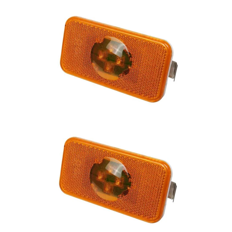 2 Pcs 24V Car Truck LED Side Marker Light Amber Indicator Lamp 4 LED for Volvo Trucks FM/FH