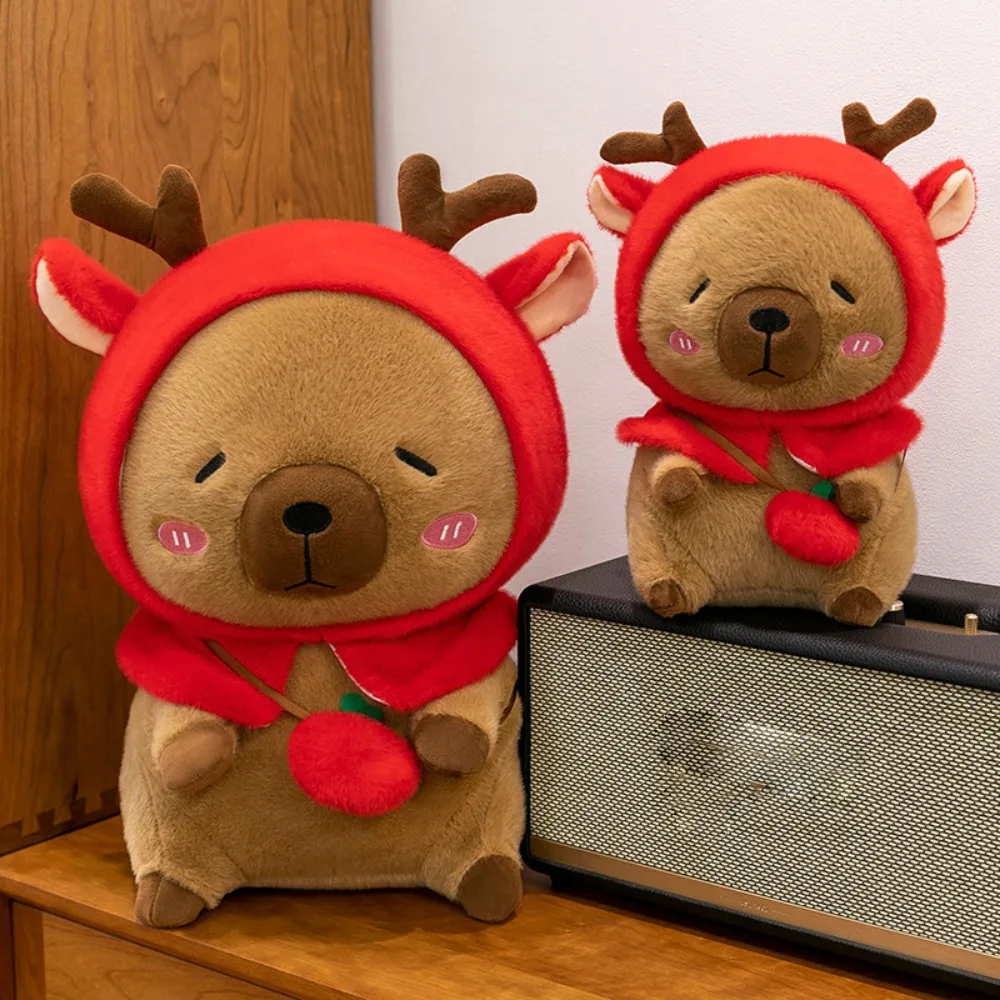

Плюшевая игрушка-капибара с оленями, пушистая коричневая мультяшная капибара, хлопковая кукла, мягкая игрушка-капибара, мягкая кукла, подарок друзьям