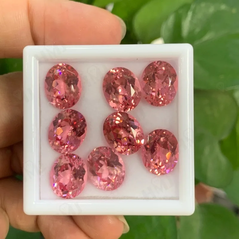 Laboratório cultivado padparadscha safira oval/pêra/esmeralda/forma de coração pedra preciosa solta agl selecionável para fazer jóias materiais contas