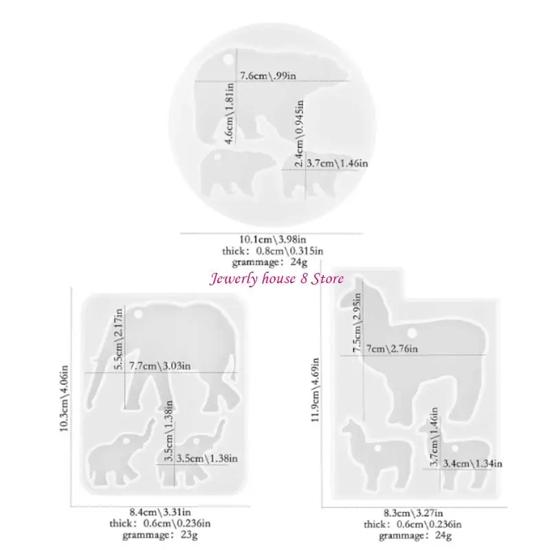 مجموعة قوالب قلادة ساحرة من السيليكون قابلة لإعادة الاستخدام، تصميمات دب الفيل، مستلزمات صناعة المجوهرات للحرف اليدوية الإبداعية