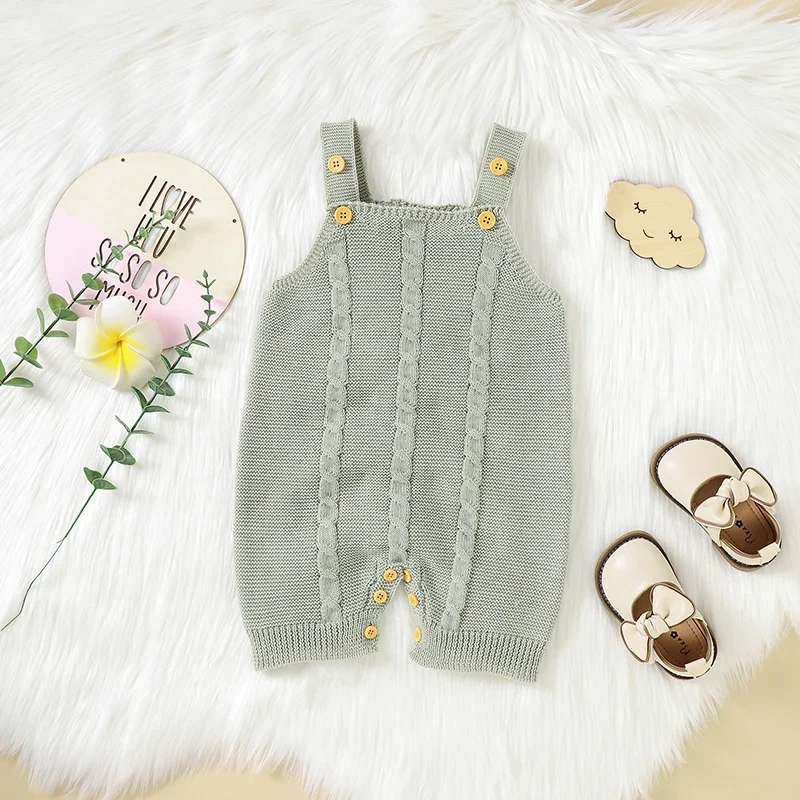 Baby Romper Fashion Solid Infant Boy Sling Clothes  Knitted 0-18M Overalls Newborn Girl Jumpsuit Sleeveless Cute Summer Playsuit