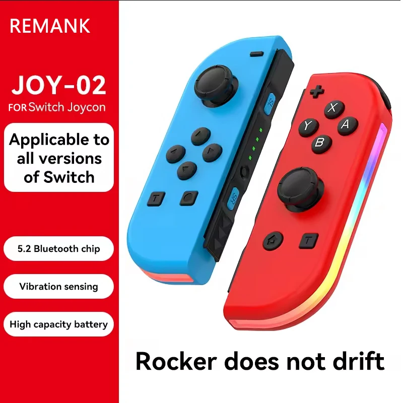 REMANK RGB Joy Controller for Joycon Switch Controller Joypad Controllers for Nintendo Switch/Lite/OLED Joystick Dual Vibration