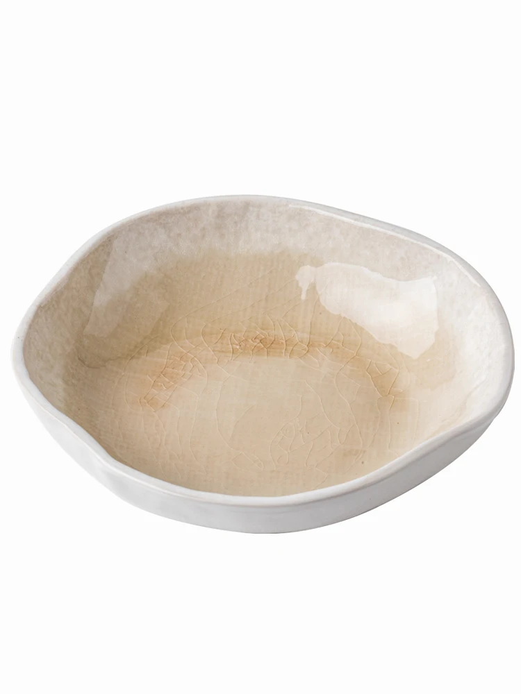 Premium 7.5 Inch Crackle Glaze Ceramic Bowl Stylish Salad Serving Bowl for Dining