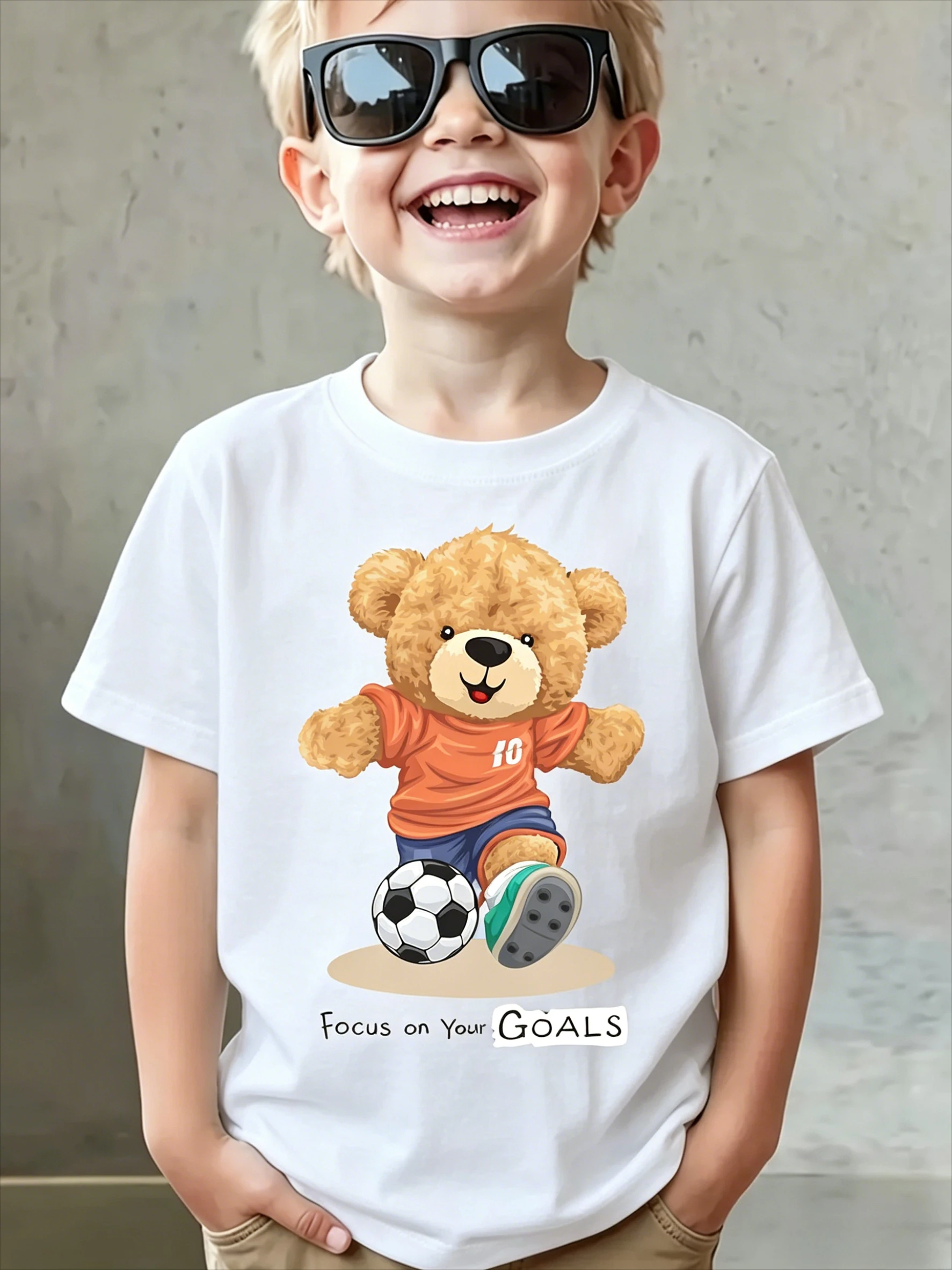 

American Luxury Men Summer T-shirt Short-sleeved Cotton Material Breathable Absorbent Children's Clothing Parent-child Outfit