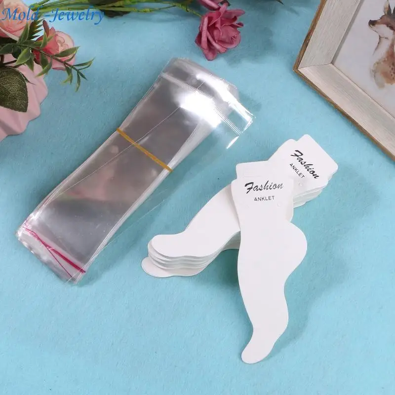 

69HB White Anklet Cards Holder Hanging Cards for Jewelry Display Business Foot 15.2x5cm/5.98x1.96in