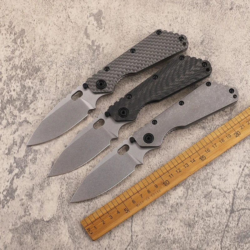 

SMF Folding knife D2 steel blade titanium alloy carbon fiber handle high hardness sharp fruit knife survival EDC tool