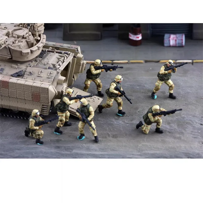 

1:72 Scale Model 3D Printing Painted 7Pcs American US Cavalry Combat Soldiers Doll Toys DIY Scene Accessory Display Fans