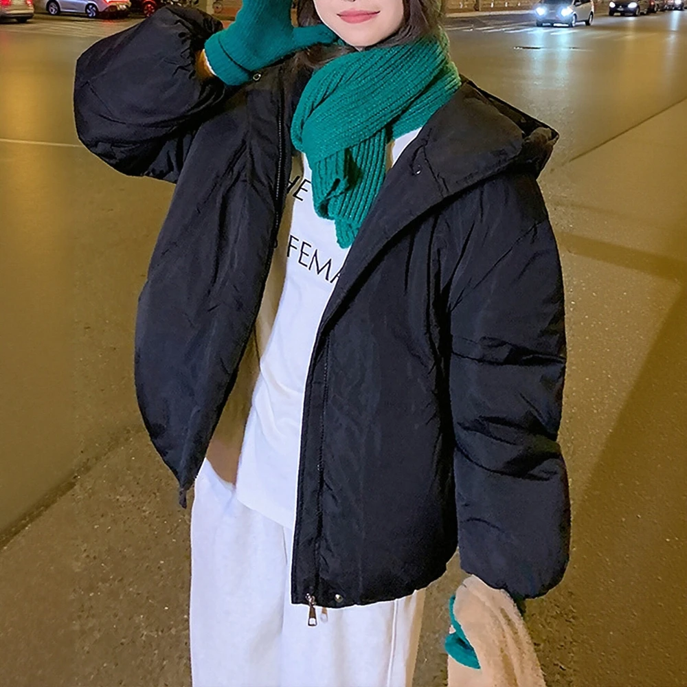 

Cotton-Padded Jacket Long Sleeve Autumn Winter Clothes Straight Sleeve Casual Style Women's Top Fashionable and Comfortable