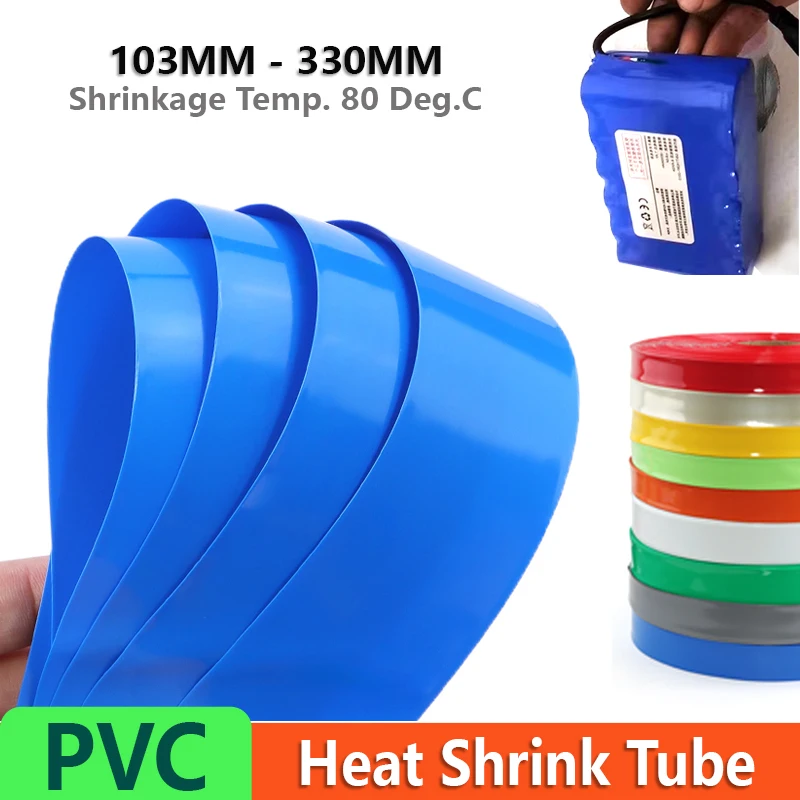

1M Colourful PVC Heat Shrink Tube Width 103~330mm 18650 Battery Pack Insulated Film Wrap Lithium Case Protection Cable Sleeve