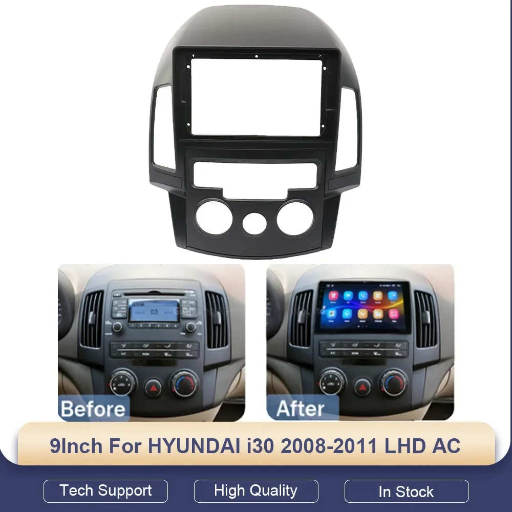 

Car Fascia For HYUNDAI i30 2008 2009 2010 2011 AT/MT AC Double Din dvd Frame 9 Inch Audio Fitting Adaptor Panel Dashboard