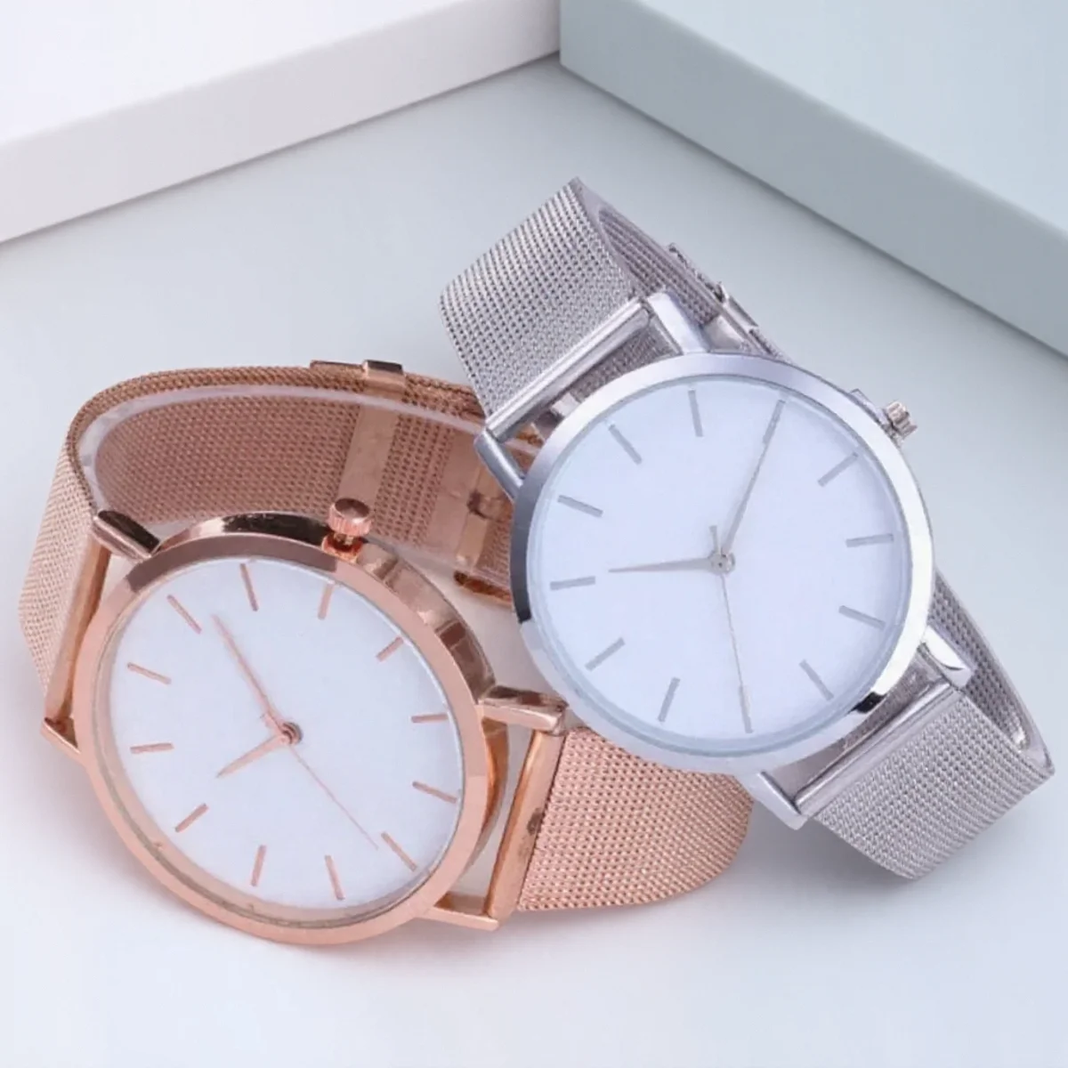 Mens Ultra Thin Quartz Watch Adjustable Stainless Steel Mesh Band Elegant Business Fashion Everyday Wear