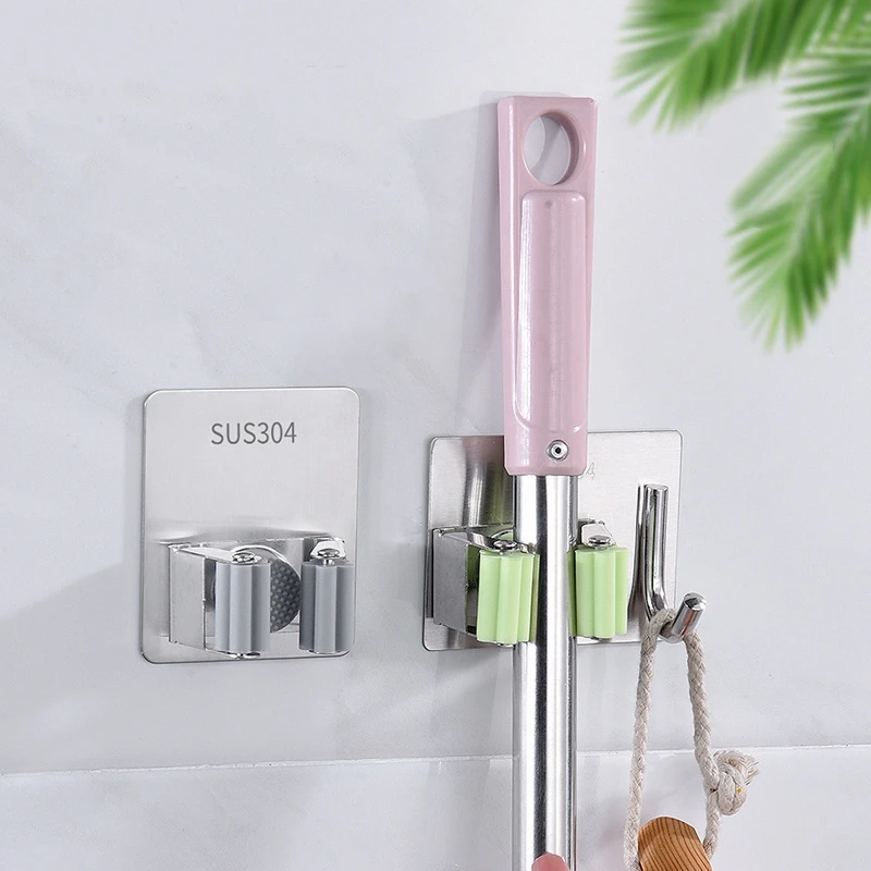 Mehrzweck-Haken, selbstklebend, zum Aufhängen an der Wand, Mopp-Rack, Besenaufhänger, Haken für Küche, Badezimmer, Organisation, Heim-Organizer, Zubehör ﻿ – Detail 1